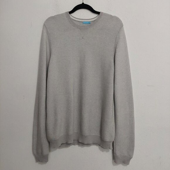 J. Mclaughlin Men's Light Grey Pullover Sweater Crewneck Ribbed Loose Fit Size M - Picture 1 of 10